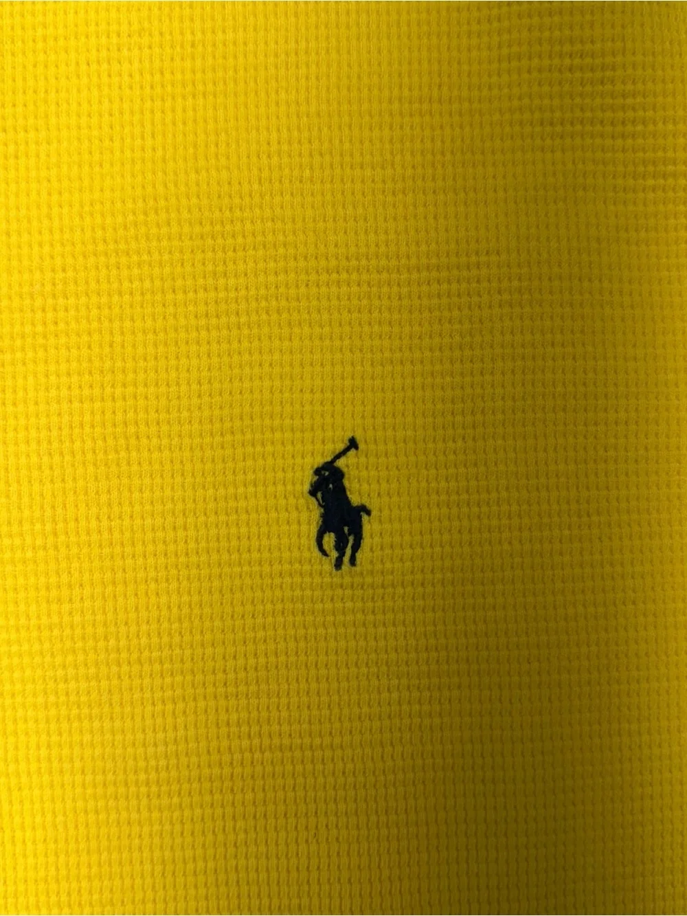Polo Ralph Lauren Shirt Men XL Waffle Knit Thermal Heavy Cotton Crewneck Yellow